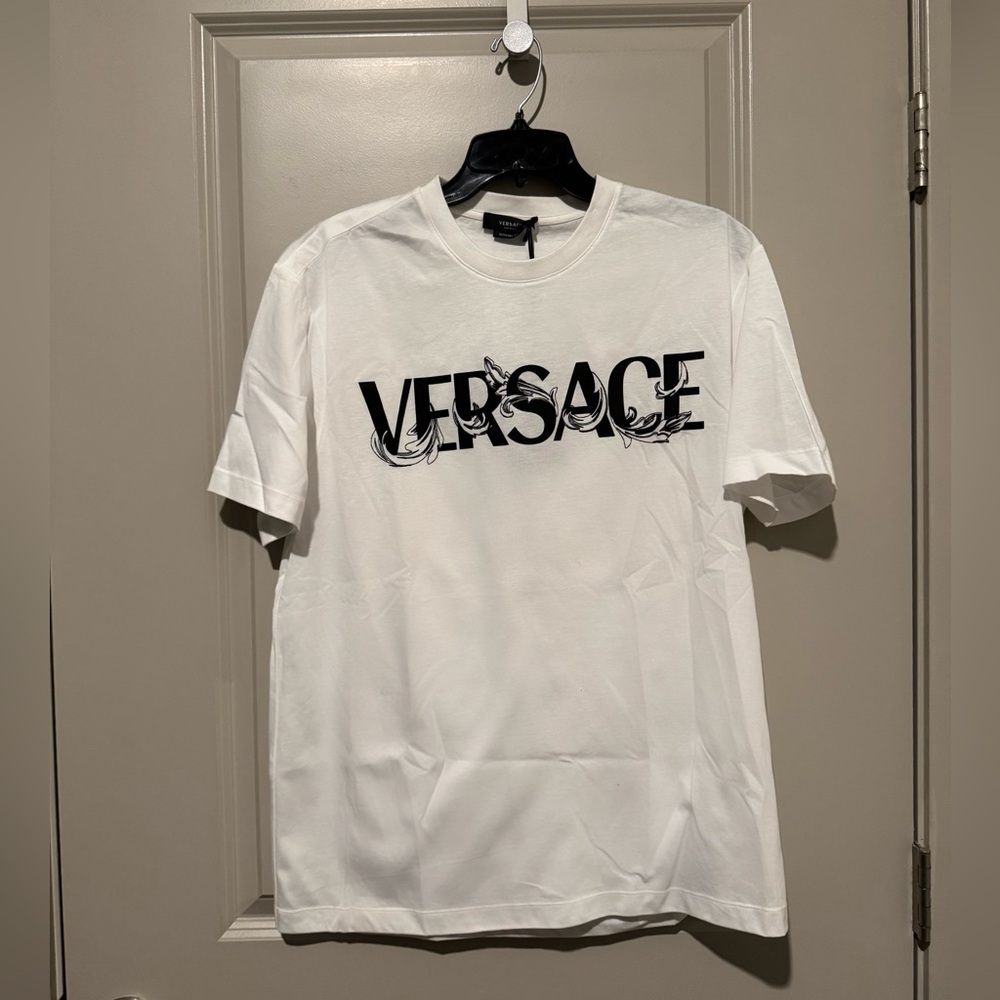 Versace White and Black Logo T-Shirt